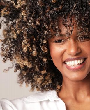 Woman with curly natural hair