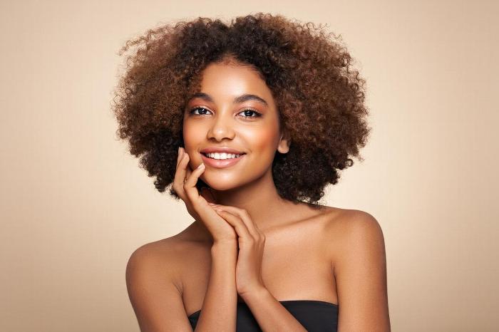 Woman with natural curly hair