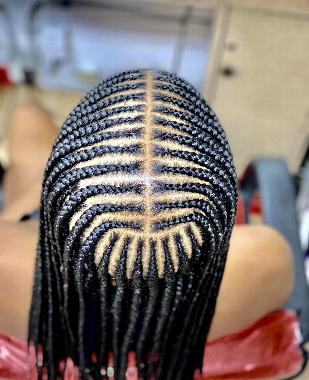 Braided hair, top view